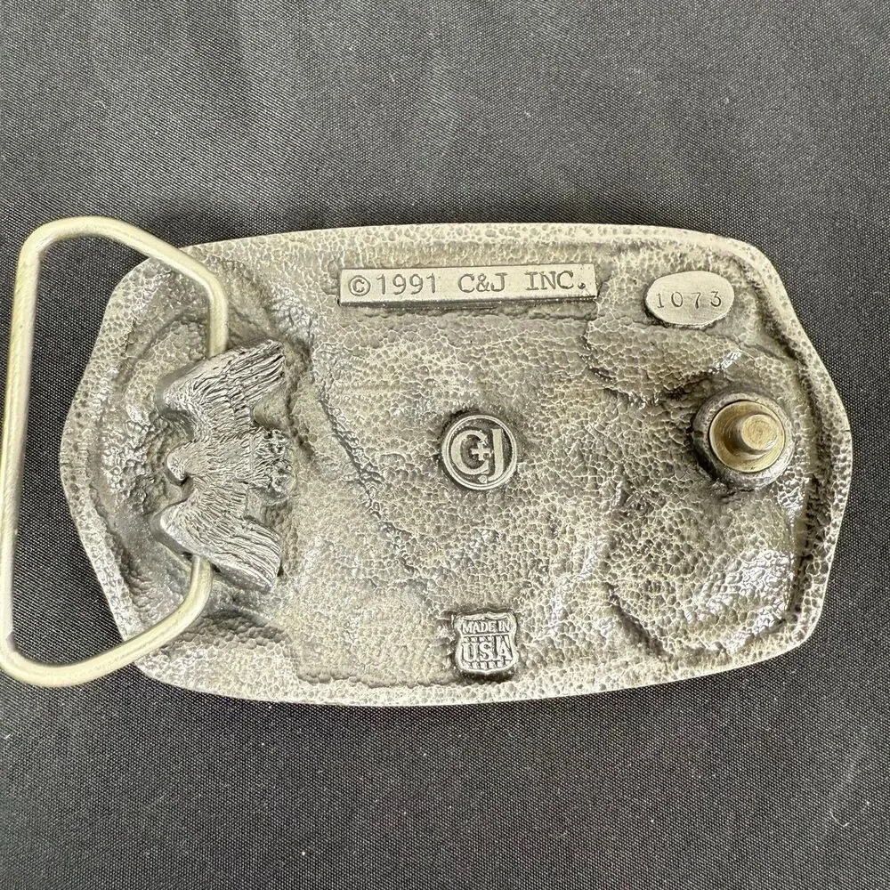 Vintage 90s C&J Firefighters At Work Belt Buckle Colored Enameled 3.5